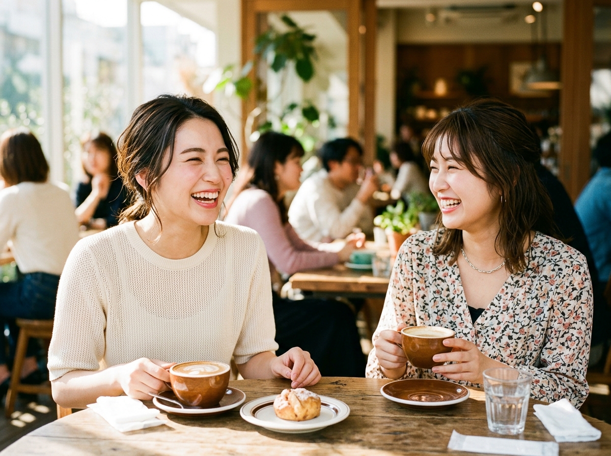 友人と笑い合うお客様