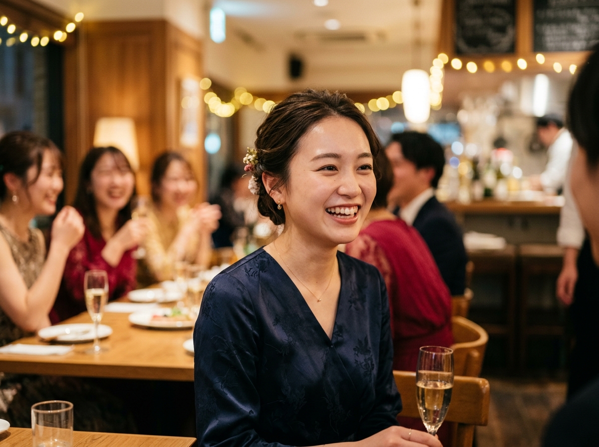 夜の同窓会まで、崩れを気にせず思いきり楽しめる。