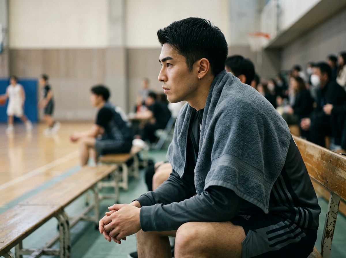 ベンチでの集中した横顔も、隙なく決まる