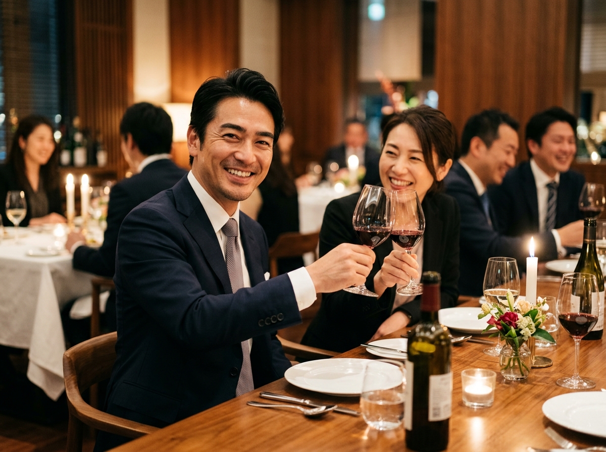 会食で談笑するエグゼクティブ