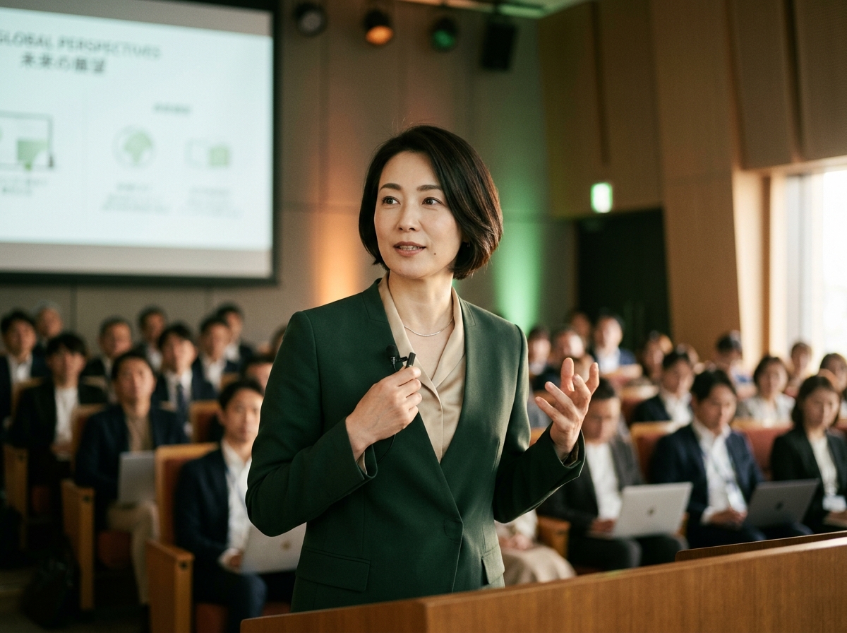 半日の講演でも、終盤まで清潔感が崩れない