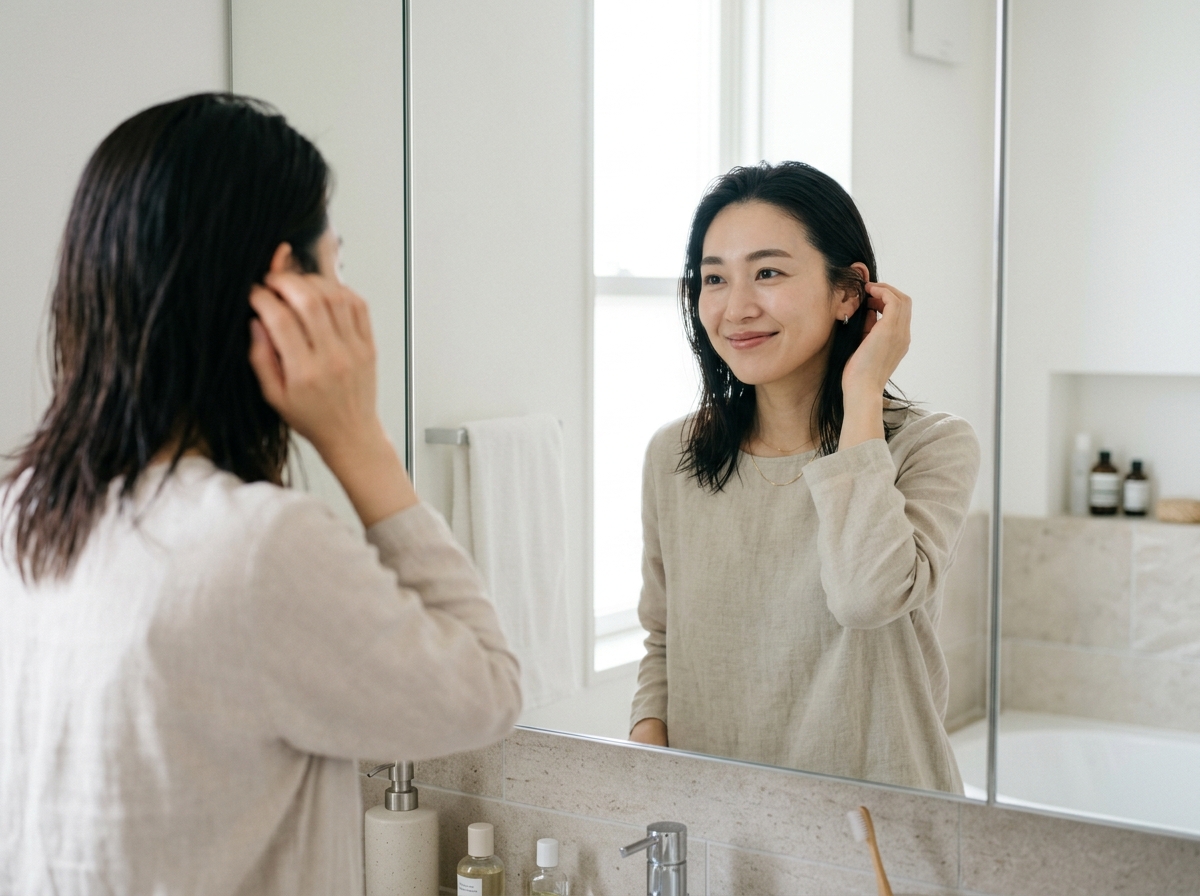 鏡の前で、気持ちがあがる
