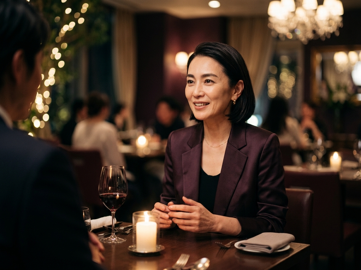 夜の会食でも、朝と変わらぬ印象のまま