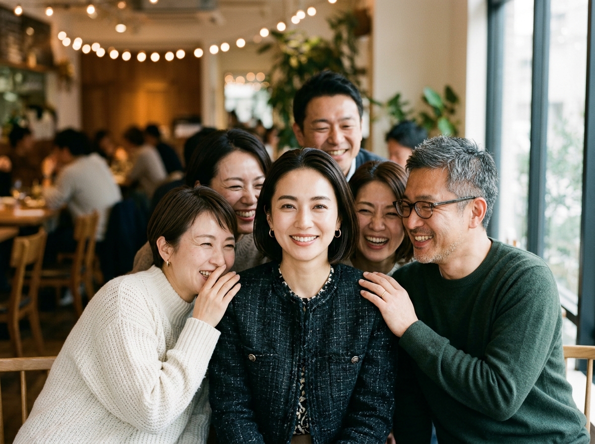 集合写真でも、自分から前に出られる。