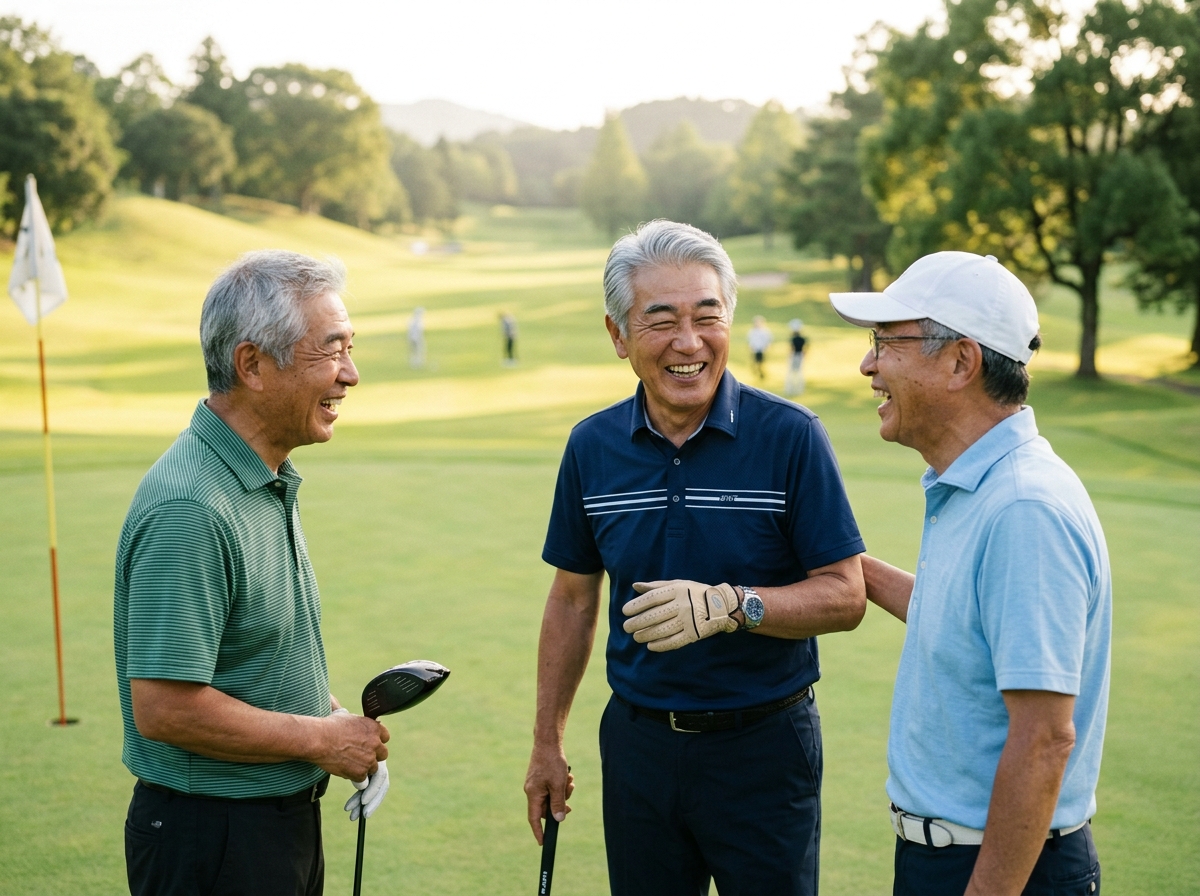 ゴルフ仲間や趣味の集まりで、健やかに笑う。