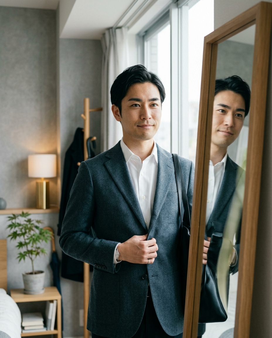 盛らない。だから、面接でも初日でも浮かない。整った第一印象が、ただ続く。